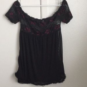 Sheer off the shoulder sleepwear